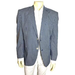 Lauren by Ralph Lauren Navy and White Gingham Blazer Like New Condition Size 46R